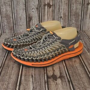 Sz 9.5 Womens Keen Uneek Gray Orange Cord Comfort Hiking Sport Sandals VGUC!